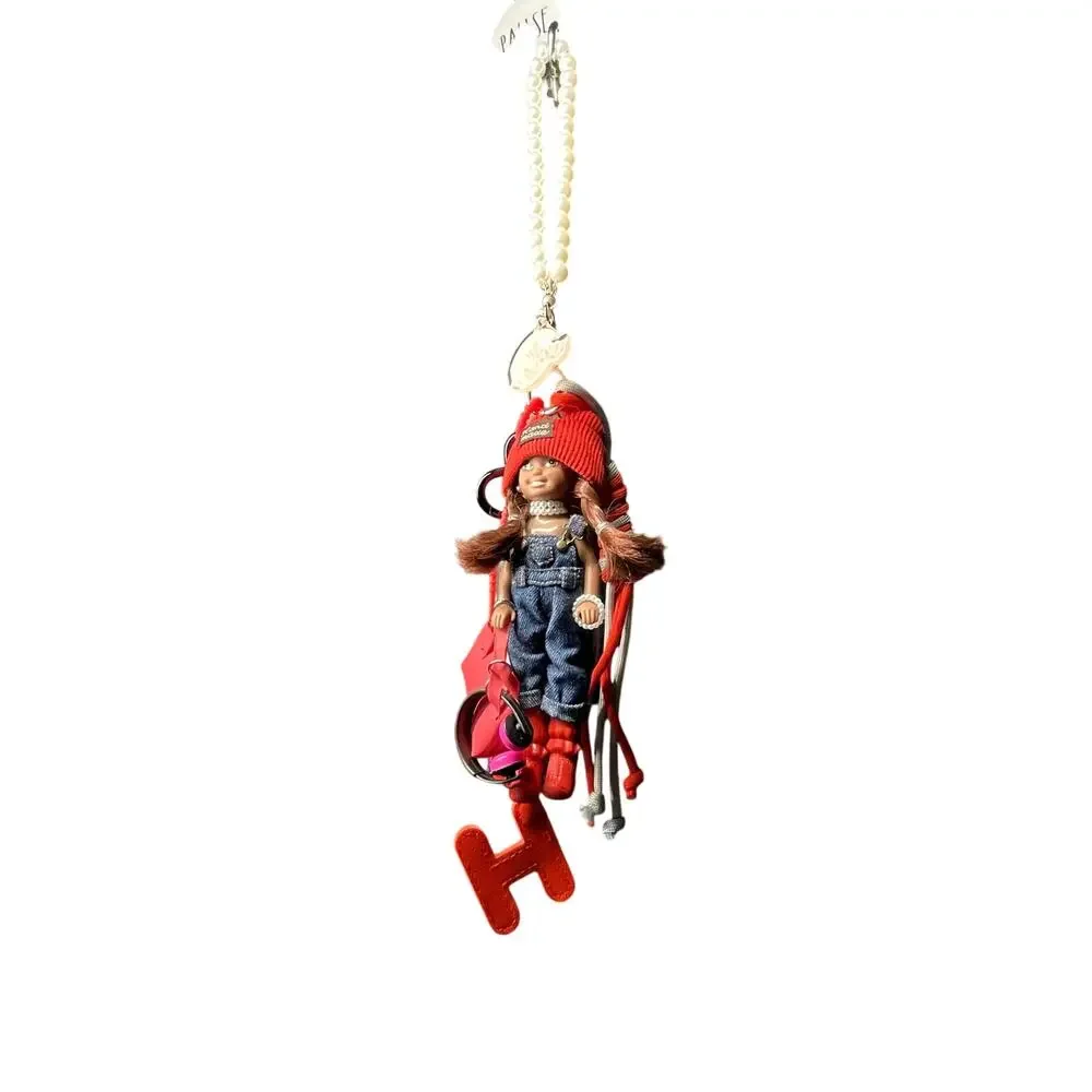 Bag Charm Keychain with Handmade Doll with removable personalized 